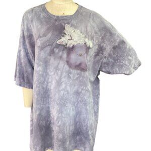 Purple Tie Dye Kitten Kitty Cat Graphic Tee Women Sz XL #57W